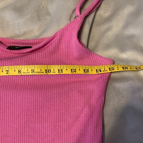 Vici Luna pink ribbed Spaghetti strap Maxi Dress side slit fitted small made USA - Picture 6 of 7